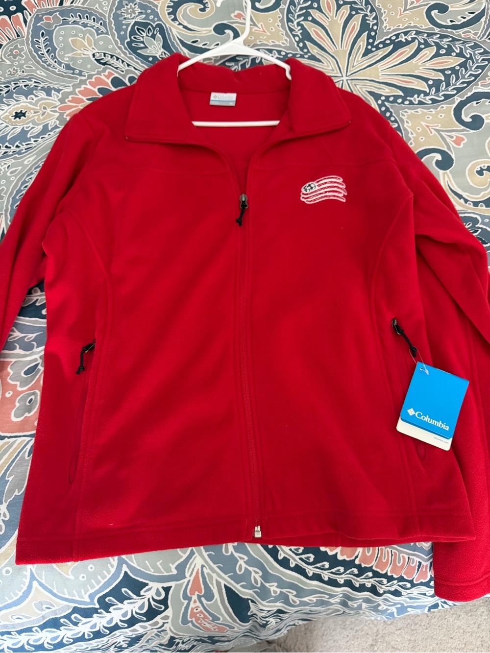 Columbia Red Full-Zip Teddy Fleece Jacket